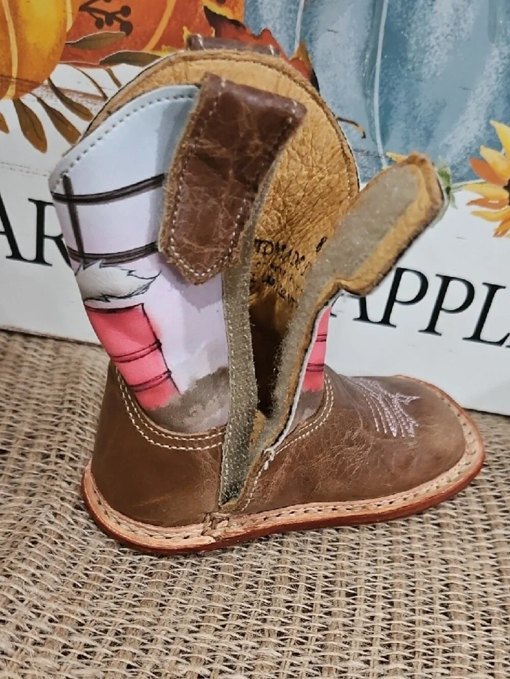 Roper Cowbabies Girls Brown Leather Western Boots Sz 2 Baby 👢
